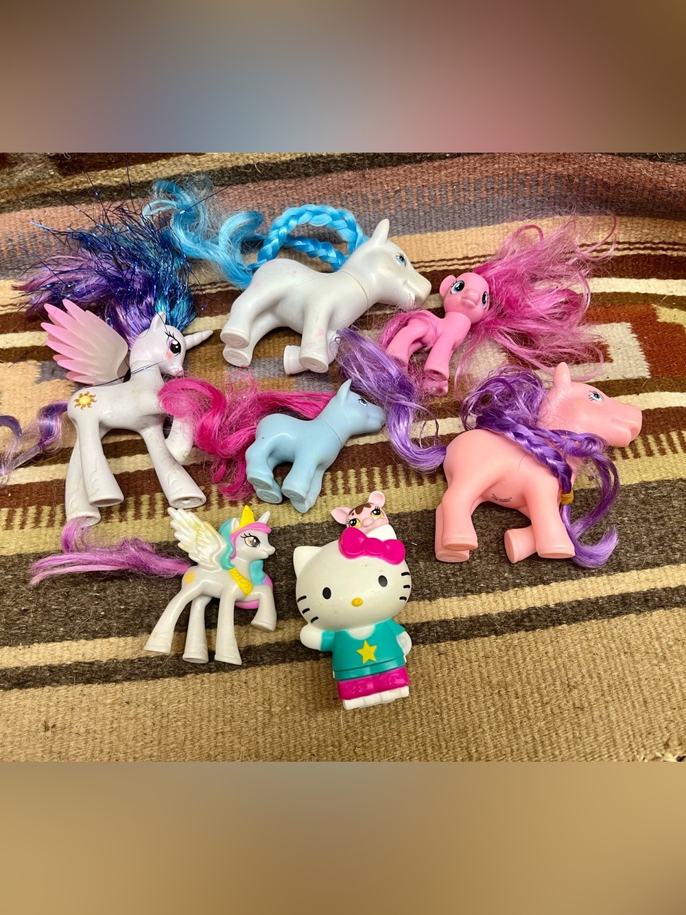 Hello Kitty and Assorted My Little Pony Bundle - Pink, White, Blue, Purple